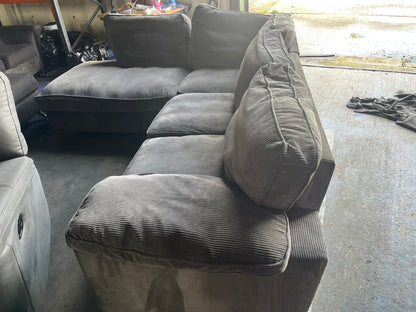 Grey corduroy corner sofa set