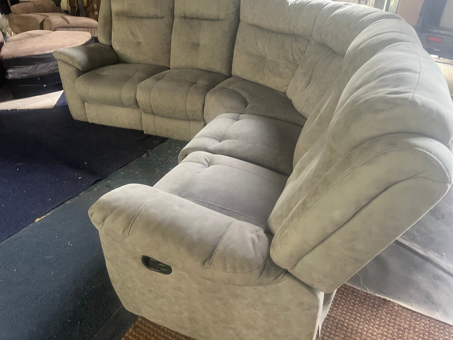 Large Grey corner manual recliner