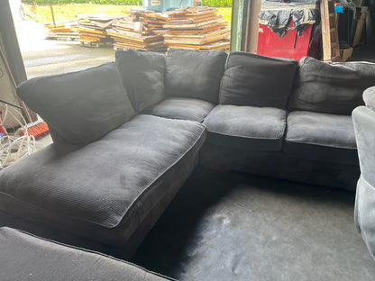 Grey corduroy corner sofa set