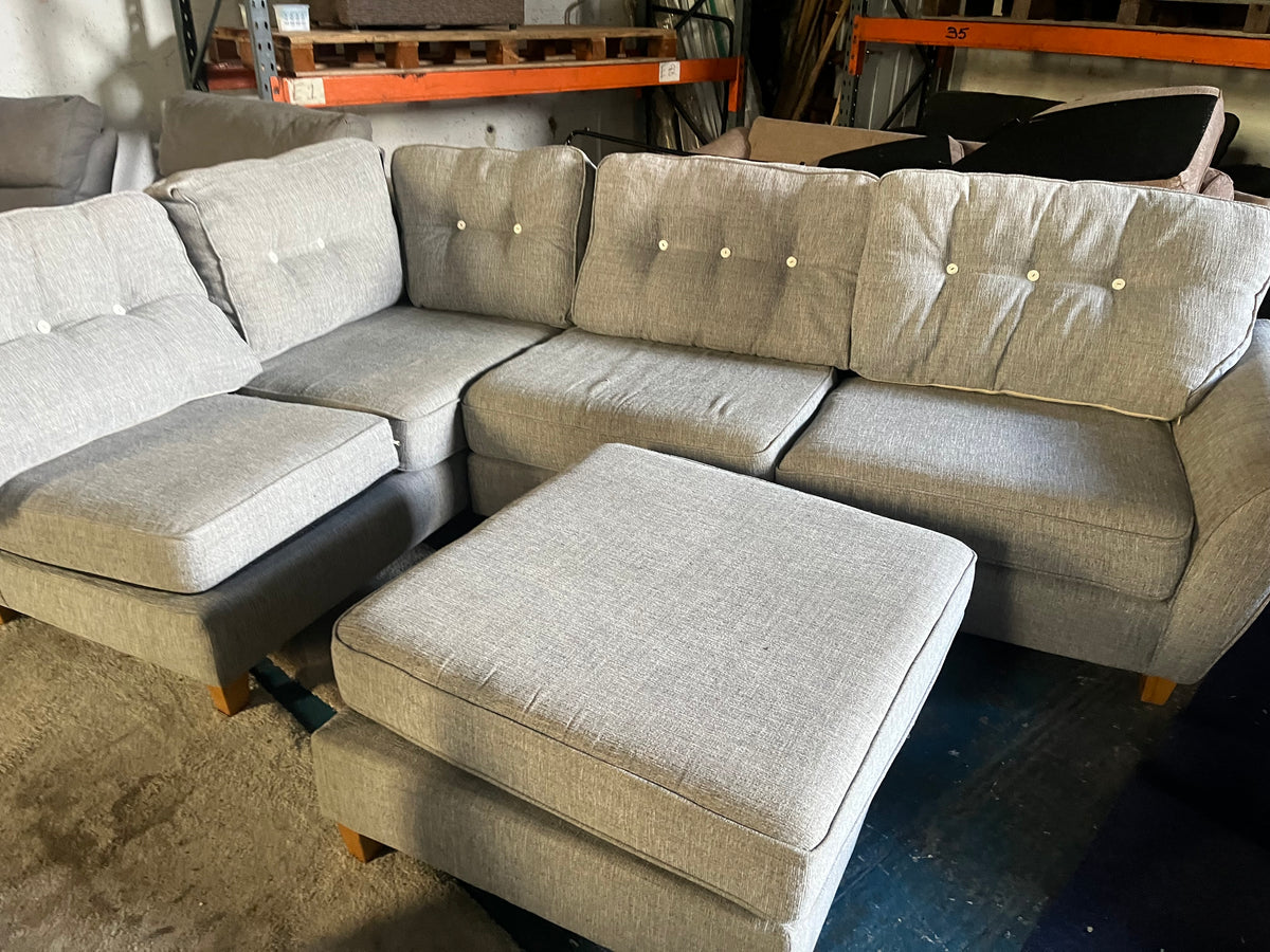 Grey corner sofa with matching footstool