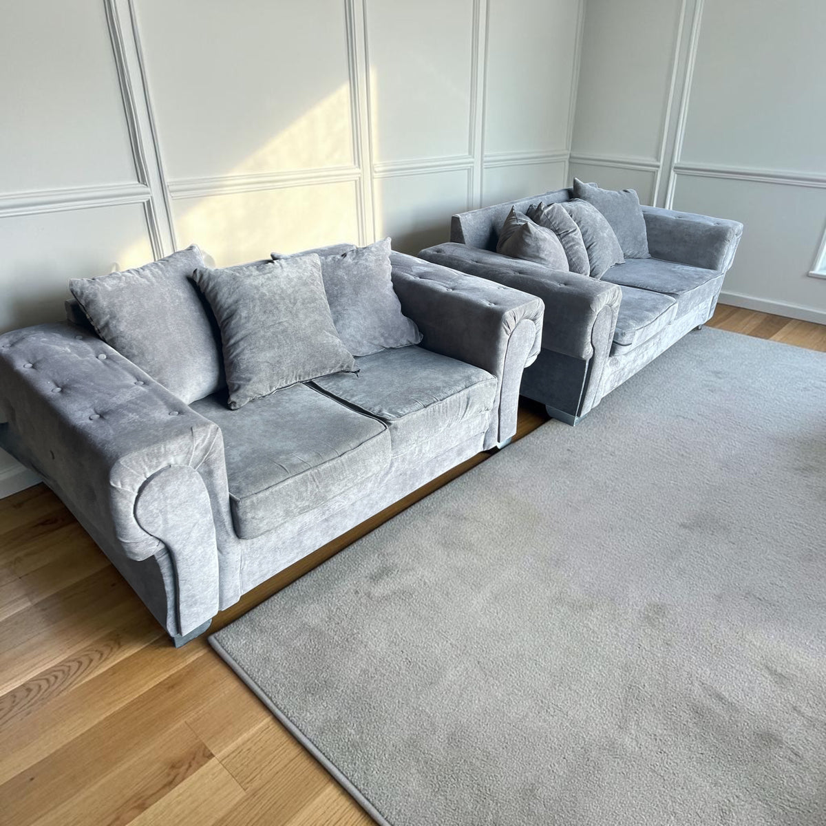 Grey Fabric 3+2 Sofa Suite