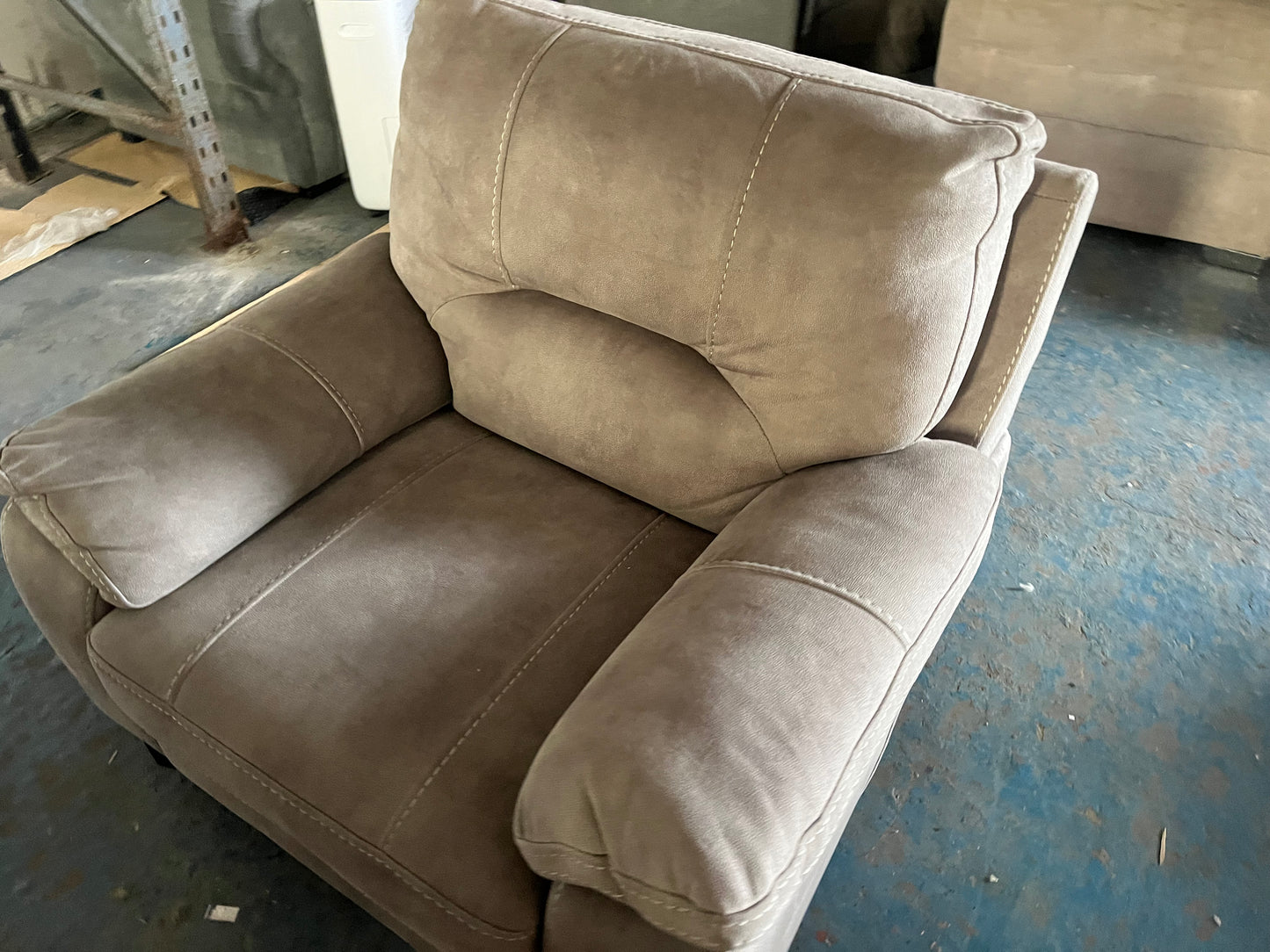 2 matching grey armchairs