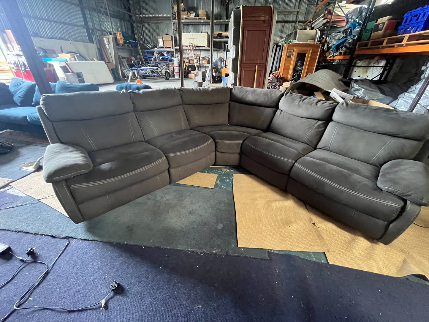 Grey electric corner recliner sofa