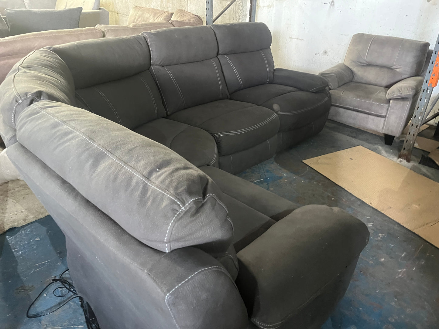Grey electric corner recliner sofa