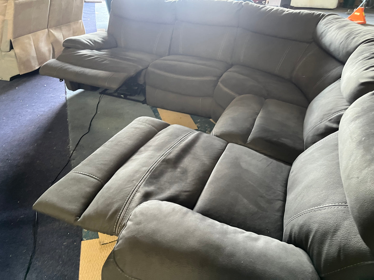 Grey electric corner recliner sofa