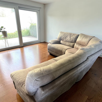 Beige corner manual recliner + 2 seater